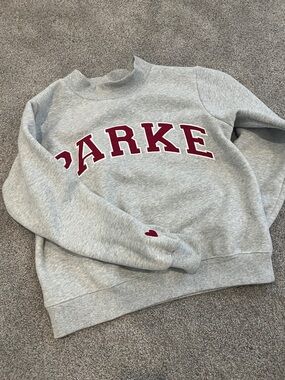 PARKE Gray Mockneck Sweatshirt with Maroon Lettering